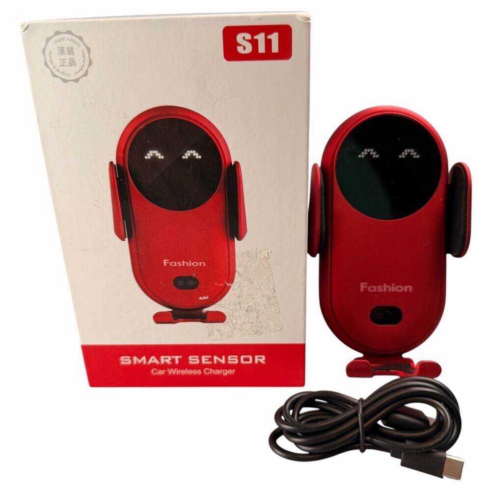 Smart Sensor Car Wireless Phone Holder Charger One Handed Fashion S11 Red Tested